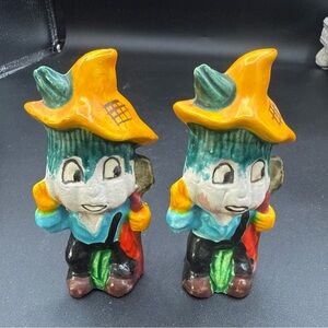 Vintage Anthropomorphic Salt and Pepper Shakers Celery Farmer